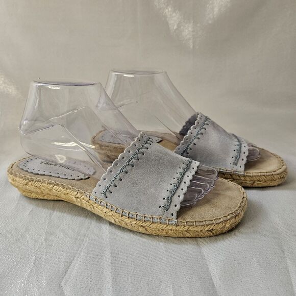 BareTraps Sandals Womens Sz 8 M Krissy Casual Espadrille Slide Baby Blue Suede - Picture 1 of 5